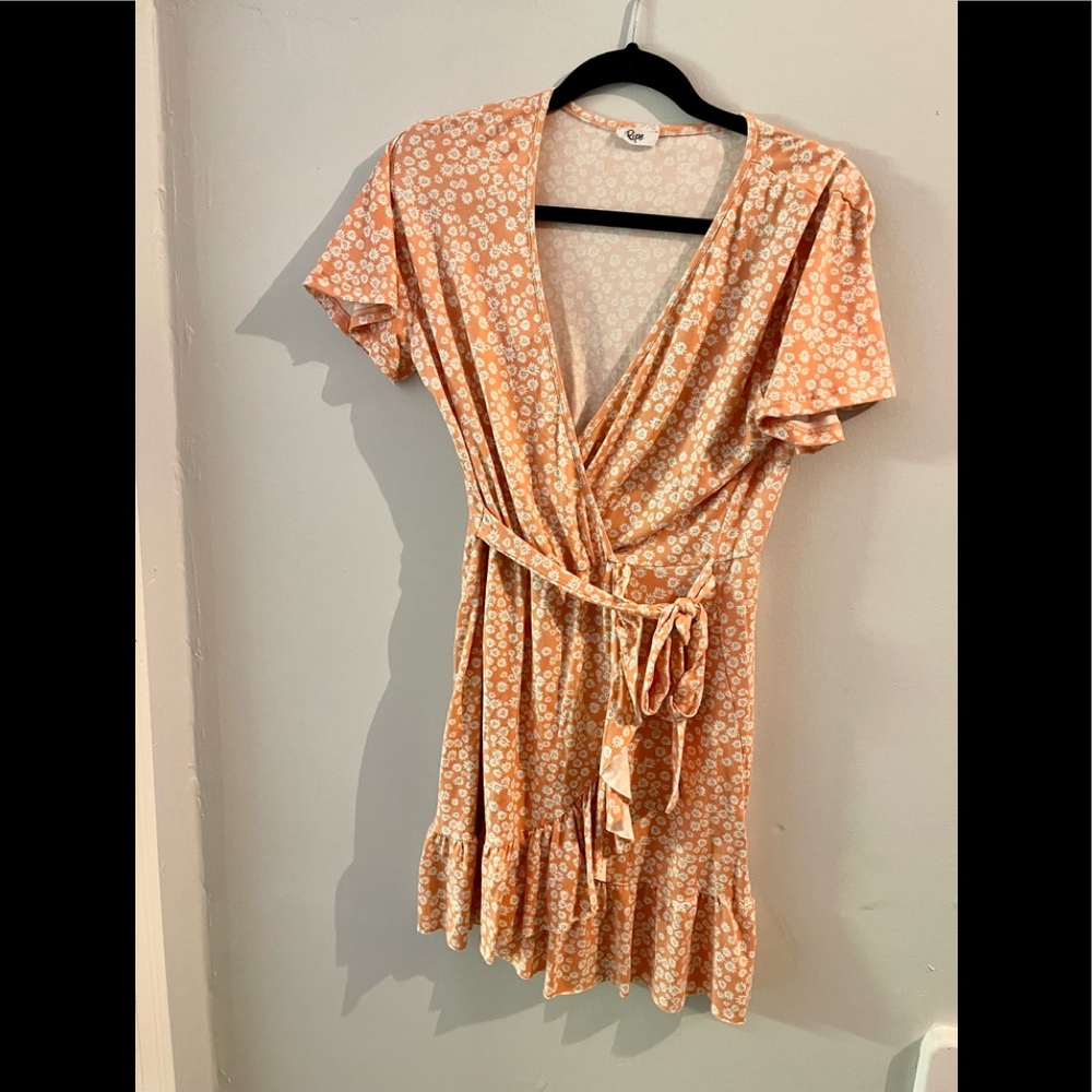 Ripe Ruffle Mini Wrap Dress With Tie